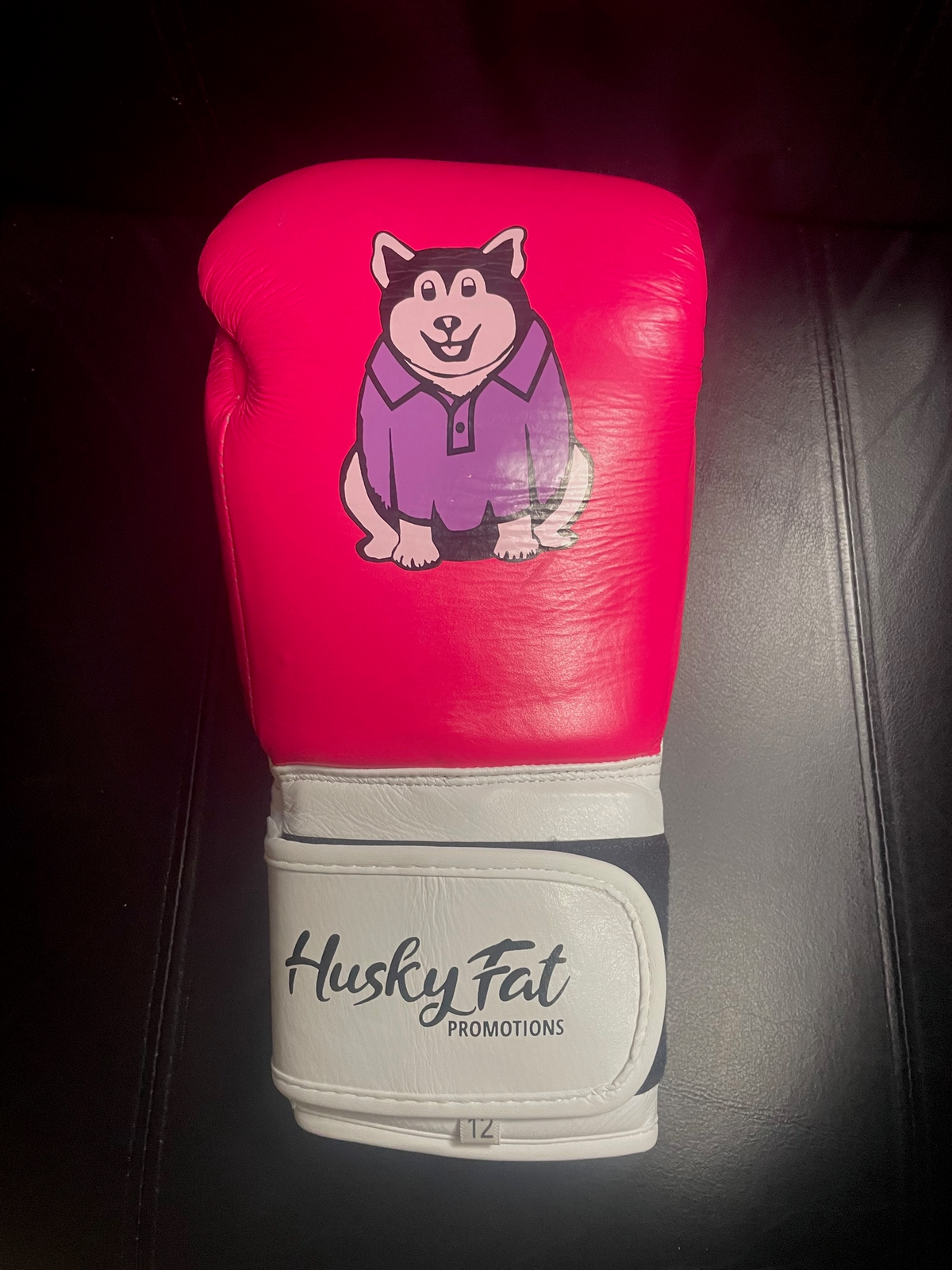 Husky Fat Velcro 12oz Gloves - Pink Glove - White Strap