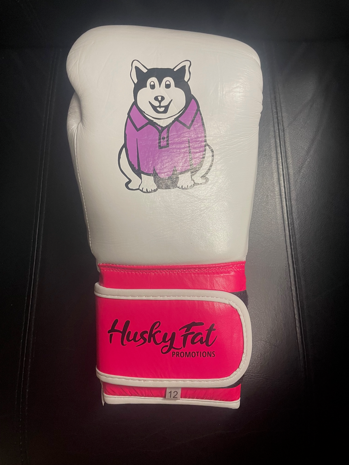 Husky Fat Velcro 12oz Gloves - White Glove - Pink Strap